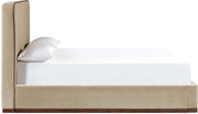 Rava Velvet Upholstered Full Bed in Beige - RavaBeige-F