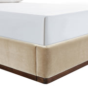Rava Velvet Upholstered Full Bed in Beige - RavaBeige-F
