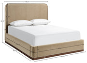 Rava Velvet Upholstered Full Bed in Beige - RavaBeige-F