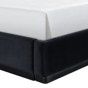 Rava Velvet Upholstered Full Bed in Black - RavaBlack-F