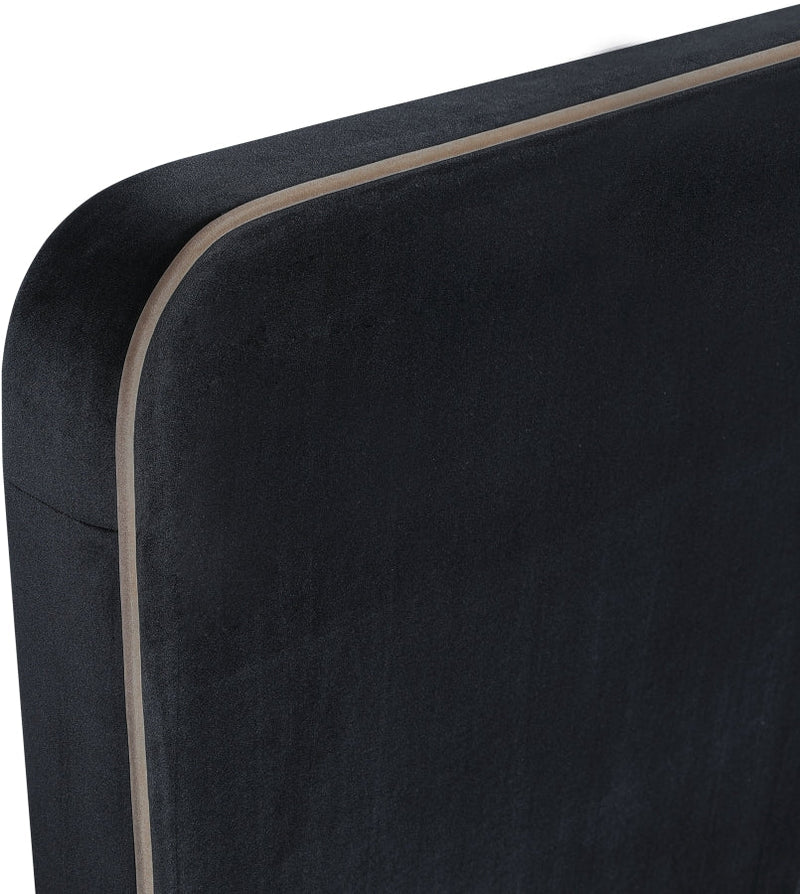 Rava Velvet Upholstered Full Bed in Black - RavaBlack-F