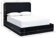 Rava Velvet Upholstered Full Bed in Black - RavaBlack-F