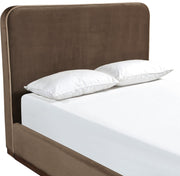 Rava Velvet Upholstered Full Bed in Brown - RavaBrown-F