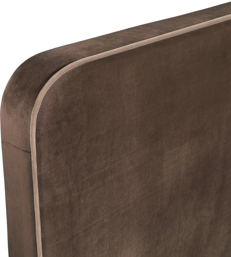 Rava Velvet Upholstered Full Bed in Brown - RavaBrown-F