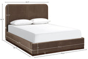 Rava Velvet Upholstered Full Bed in Brown - RavaBrown-F