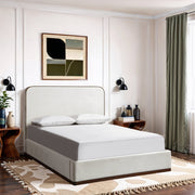 Rava Velvet Upholstered Full Bed in Cream - RavaCream-F