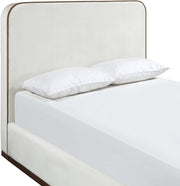 Rava Velvet Upholstered Full Bed in Cream - RavaCream-F