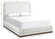Rava Velvet Upholstered Full Bed in Cream - RavaCream-F