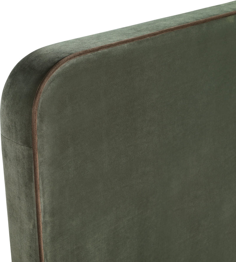 Rava Velvet Upholstered Full Bed in Green - RavaGreen-F