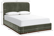 Rava Velvet Upholstered Full Bed in Green - RavaGreen-F