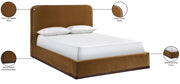 Rava Velvet Upholstered Full Bed in Saddle - RavaSaddle-F