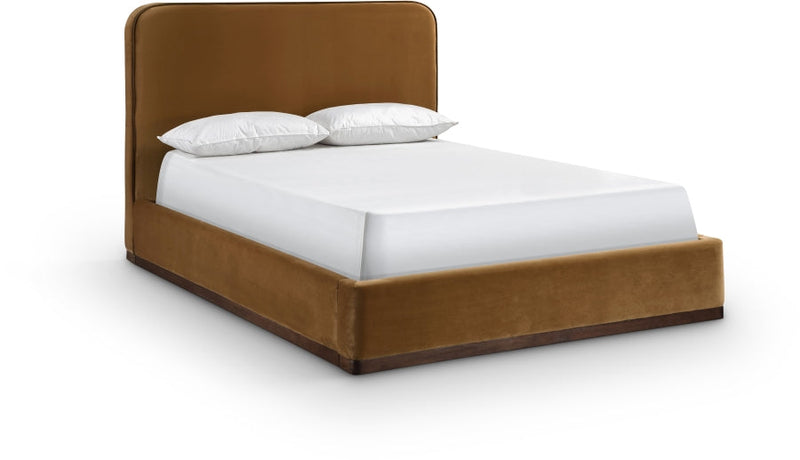 Rava Velvet Upholstered Full Bed in Saddle - RavaSaddle-F