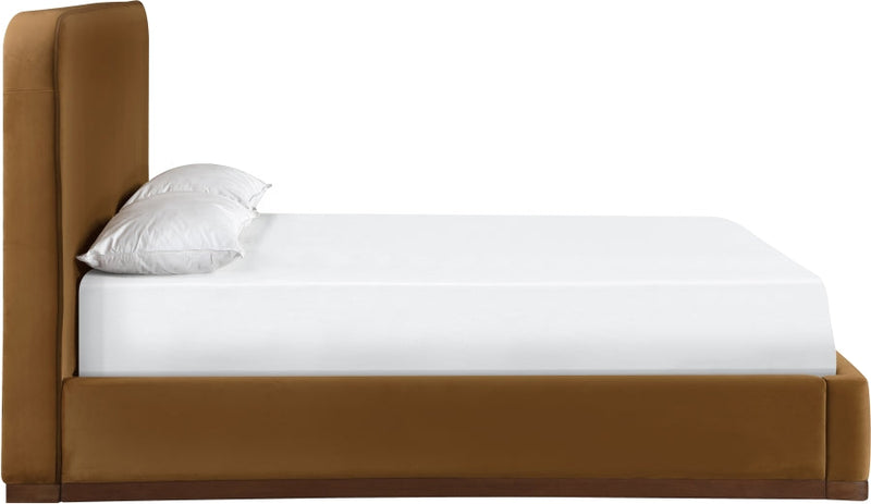 Rava Velvet Upholstered Full Bed in Saddle - RavaSaddle-F