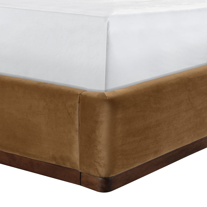 Rava Velvet Upholstered Full Bed in Saddle - RavaSaddle-F