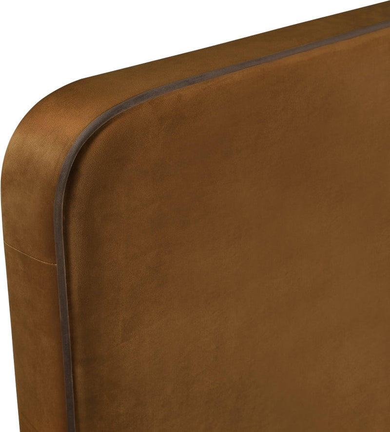 Rava Velvet Upholstered Full Bed in Saddle - RavaSaddle-F