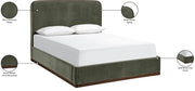 Rava Velvet Upholstered Queen Bed in Green - RavaGreen-Q