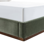 Rava Velvet Upholstered Queen Bed in Green - RavaGreen-Q