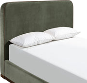 Rava Velvet Upholstered Queen Bed in Green - RavaGreen-Q