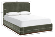 Rava Velvet Upholstered Queen Bed in Green - RavaGreen-Q