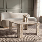 Ravello Genuine Marble Coffee Table in Beige - 77007Beige-CT