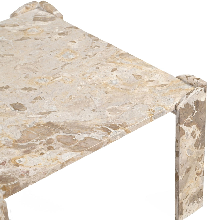 Ravello Genuine Marble Coffee Table in Beige - 77007Beige-CT