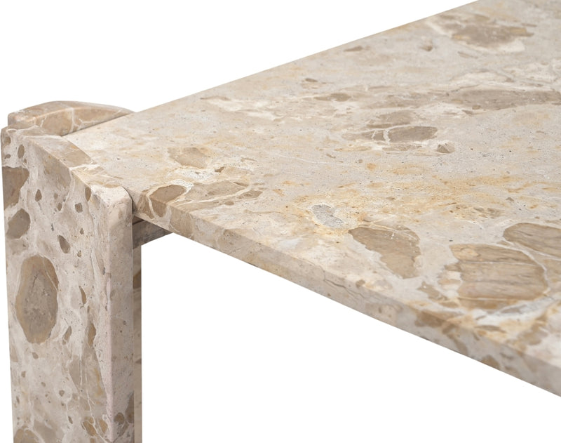 Ravello Genuine Marble Coffee Table in Beige - 77007Beige-CT