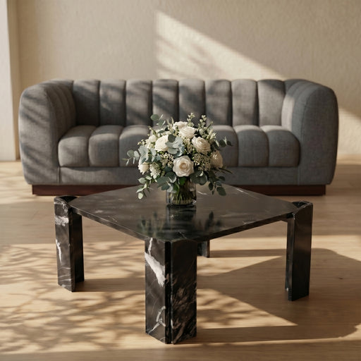 Ravello Genuine Marble Coffee Table in Black - 77007Black-CT