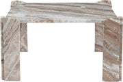 Ravello Genuine Marble Coffee Table in Brown - 77007Brown-CT