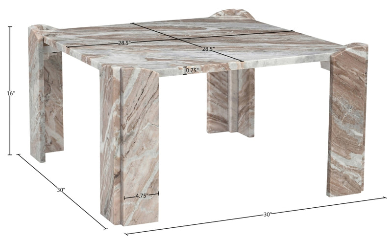 Ravello Genuine Marble Coffee Table in Brown - 77007Brown-CT