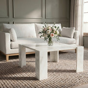 Ravello Genuine Marble Coffee Table in White - 77007White-CT