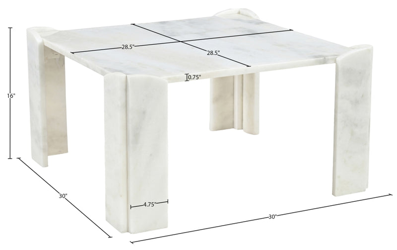 Ravello Genuine Marble Coffee Table in White - 77007White-CT
