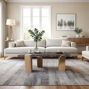 Ravenna Genuine Marble Top And Oak Wood Base Coffee Table in Burgundy - 99045Cherry-CT