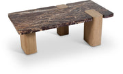 Ravenna Genuine Marble Top And Oak Wood Base Coffee Table in Burgundy - 99045Cherry-CT