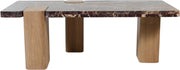Ravenna Genuine Marble Top And Oak Wood Base Coffee Table in Burgundy - 99045Cherry-CT
