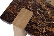 Ravenna Genuine Marble Top And Oak Wood Base Coffee Table in Burgundy - 99045Cherry-CT