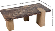 Ravenna Genuine Marble Top And Oak Wood Base Coffee Table in Burgundy - 99045Cherry-CT