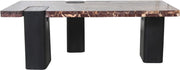 Ravenna Genuine Marble Top And Oak Wood Base Coffee Table in Burgundy - 99077Cherry-CT