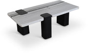 Ravenna Genuine Marble Top And Oak Wood Base Coffee Table in Panda - 99077Panda-CT