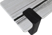 Ravenna Genuine Marble Top And Oak Wood Base Coffee Table in Panda - 99077Panda-CT