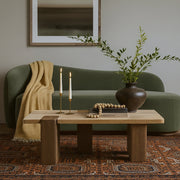 Ravenna Genuine Travertine and Oak Coffee Table in Natural - 33081Travertine-CT