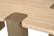 Ravenna Genuine Travertine and Oak Coffee Table in Natural - 33081Travertine-CT
