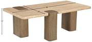 Ravenna Genuine Travertine and Oak Coffee Table in Natural - 33081Travertine-CT