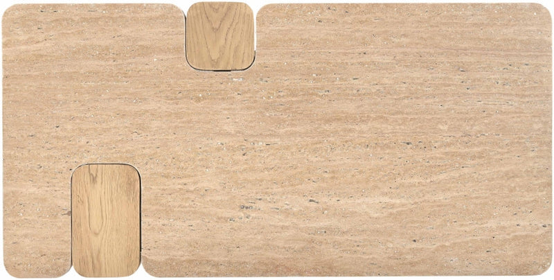 Ravenna Genuine Travertine and Oak Coffee Table in Natural - 99046Travertine-CT