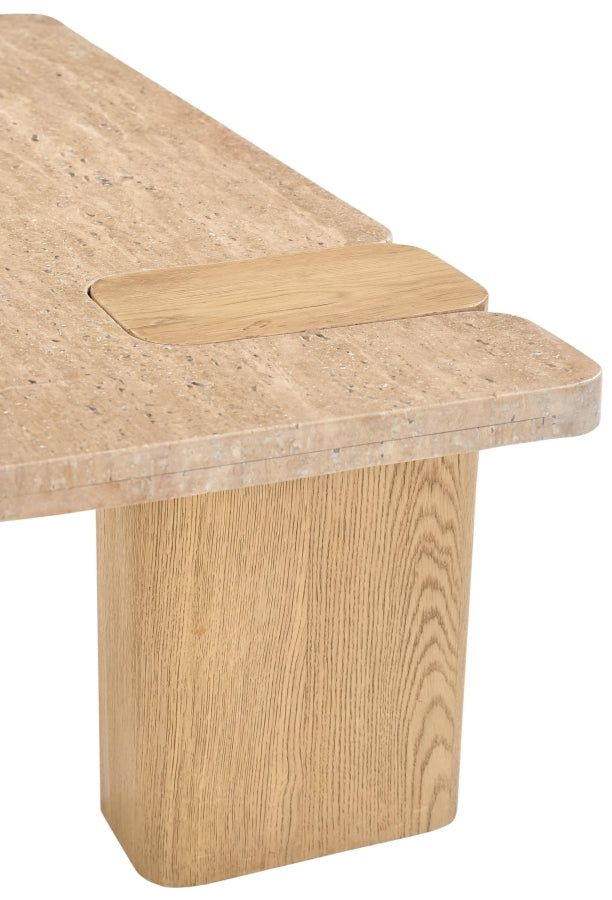 Ravenna Genuine Travertine and Oak Coffee Table in Natural - 99046Travertine-CT