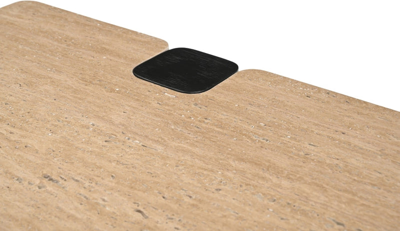 Ravenna Genuine Travertine Top And Oak Wood Base Coffee Table in Natural - 99078Travertine-CT
