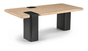 Ravenna Genuine Travertine Top And Oak Wood Base Coffee Table in Natural - 99078Travertine-CT
