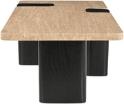 Ravenna Genuine Travertine Top And Oak Wood Base Coffee Table in Natural - 99078Travertine-CT