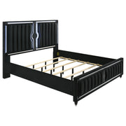 Ravenne 4-piece Velvet Upholstered Eastern King LED Bedroom Set Black - 223191KE-S4
