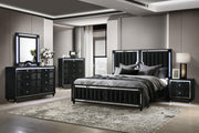 Ravenne 5-drawer Velvet Upholstered LED Chest of Drawers Black - 223195
