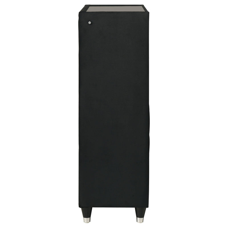 Ravenne 5-drawer Velvet Upholstered LED Chest of Drawers Black - 223195